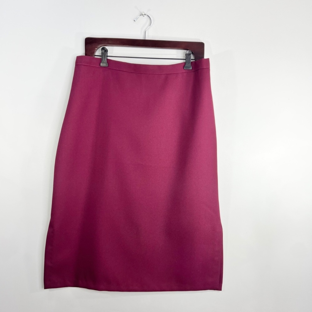 Vintage 70s a line burgundy double knit polyester old money retro midi skirt 14 - Picture 4 of 15